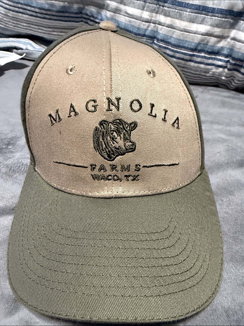 Magnolia Tan and Olive Embroidered Farm Logo Cap